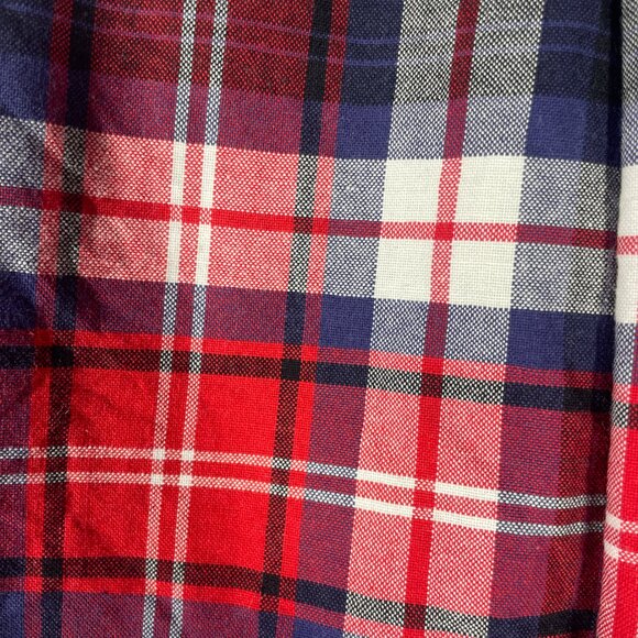 Cruel Girl Women's Red Navy Plaid Flannel Button-Up Shirt Cotton Medium! - Picture 5 of 5